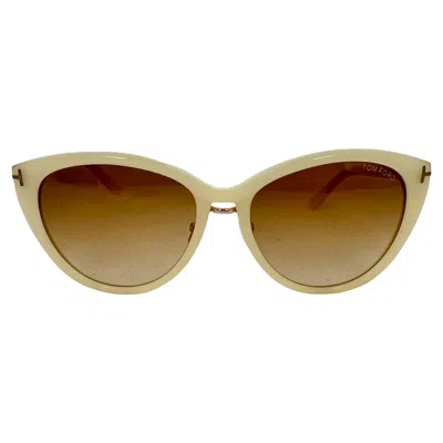 Pre-owned Tom Ford Cat-eye Tinted Sunglasses In Ecru Acetate In Beige