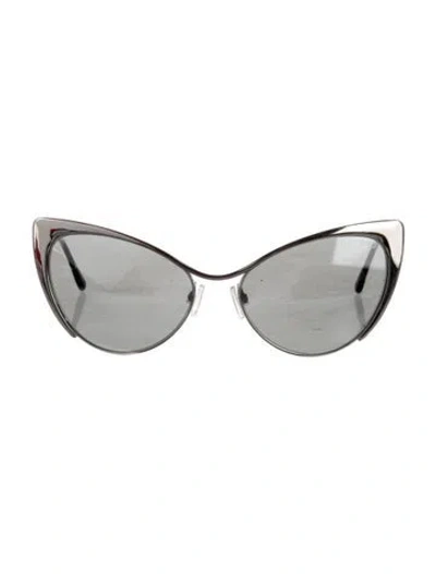 Pre-owned Tom Ford Cat-eye Tinted Sunglasses In Silver