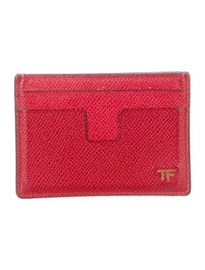 Pre-owned Tom Ford Caviar Compact Wallet Leather Card Holder In Pink