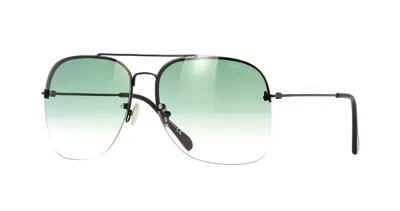 Pre-owned Tom Ford Cazal 8514 Black And Gold/grey Shaded (001) Sunglasses In Green