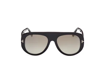 Tom Ford Black Cecil Sunglasses In 01g Shiny Black/brow