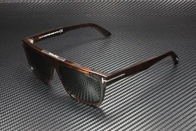 Pre-owned Tom Ford Cecilio-02 Ft0628 52n Shiny Dark Havana Green 57 Mm Men's Sunglasses