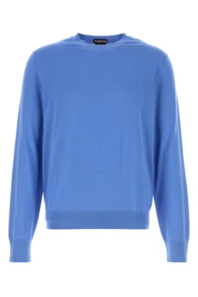 Tom Ford Cerulean Silk Sweater In Blue