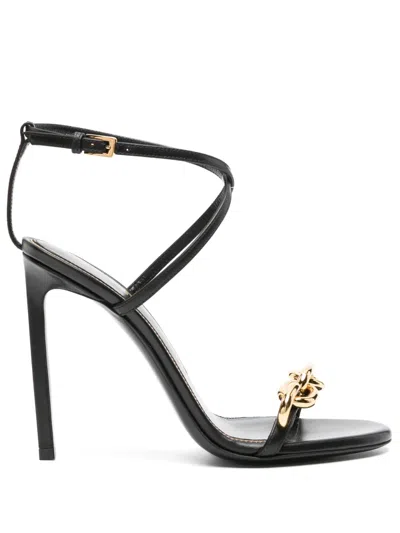 Tom Ford 105mm Chain-detail Leather Sandals In Black