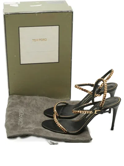 Pre-owned Tom Ford Chain Ankle Strap Sandals In Black
