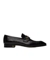 Tom Ford Black Printed Croc Bailey Chain Loafers In Black