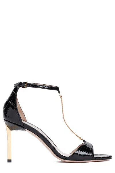 Tom Ford Stamped Embossed Emanuelle Sandals In Black