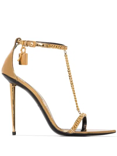Tom Ford Chain-link Stiletto Sandals In Gold