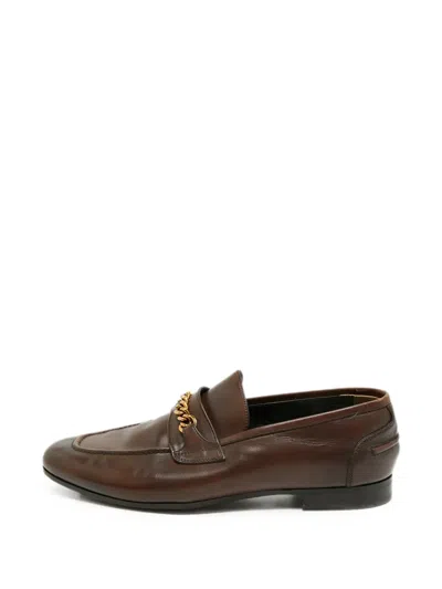 Pre-owned Tom Ford Chain Penny Loafers In Brown
