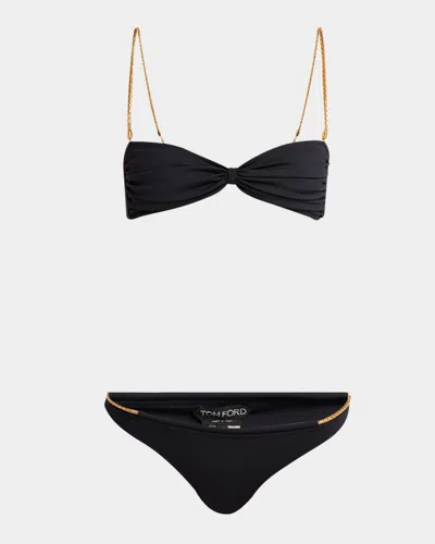 Tom Ford Chain Strap Bandeau Bikini Set In Black