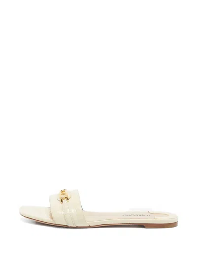 Pre-owned Tom Ford Chain-embellished Flat Sandals In Neutrals
