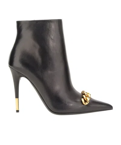 Tom Ford Chain-linked Stiletto-heel Boots In Black