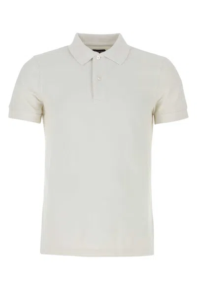 Tom Ford Viscose Silk Textured Polo In White