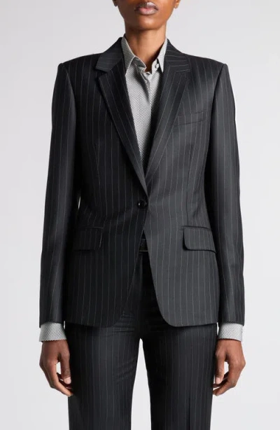 TOM FORD TOM FORD CHALK STRIPE WOOL & MOHAIR JACKET