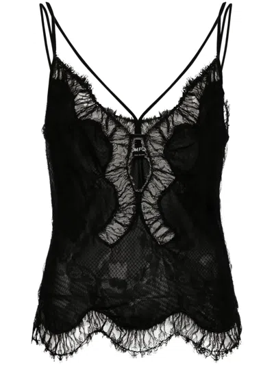Tom Ford Chantilly-lace Slip Top In Black