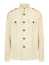 Tom Ford Brushed Cotton Satin Stand Collar Outershirt In Neutral