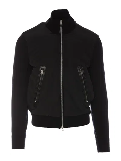 Tom Ford Light Nylon Merino Zip Through In Black