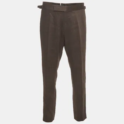 Pre-owned Tom Ford Charcoal Grey Linen Regular Fit Pants Xl