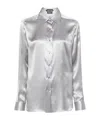 Tom Ford Stretch Silk Satin Relaxed Fit Shirt Clothing In Gray