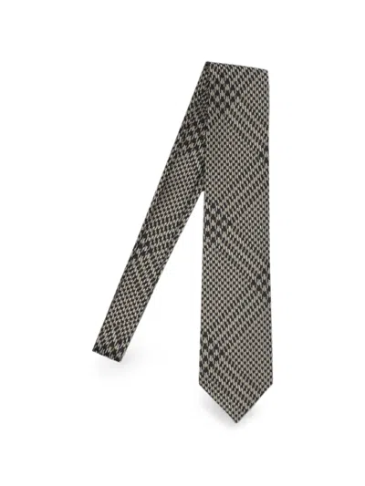 Tom Ford Check Silk Tie In Gray