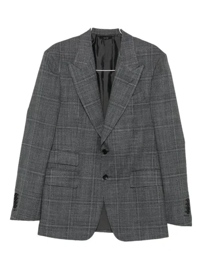 Tom Ford Checked Blazer In Gray