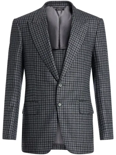 Tom Ford Checked Blazer In Grey