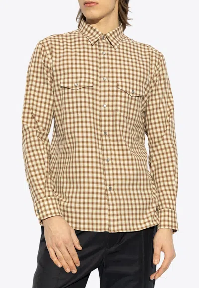 Tom Ford Checked Button-up Shirt In Neutral