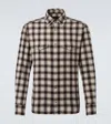 Tom Ford Men's Small Buffalo Plaid Slim Fit Western Shirt In Brown