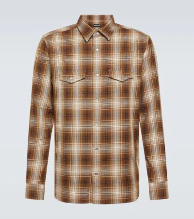 Tom Ford Checked Cotton Western Shirt In White