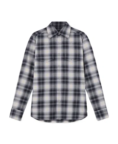 Tom Ford Checked Long-sleeve Shirt In Gray