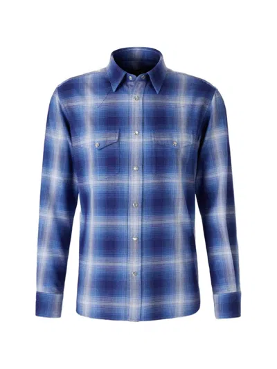 Tom Ford Checked Pocket Shirt In Blue
