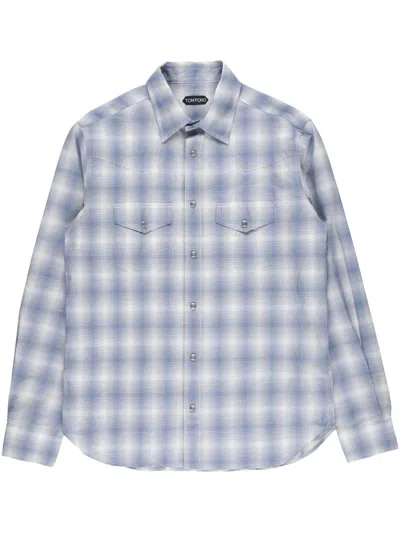 Tom Ford Checked Shirt In Blue