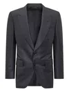 Tom Ford Single Breasted Checked Jacket In Black