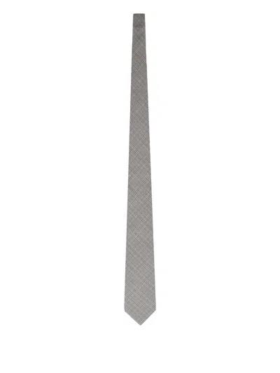 Tom Ford Checkered Silk Tie In Gray