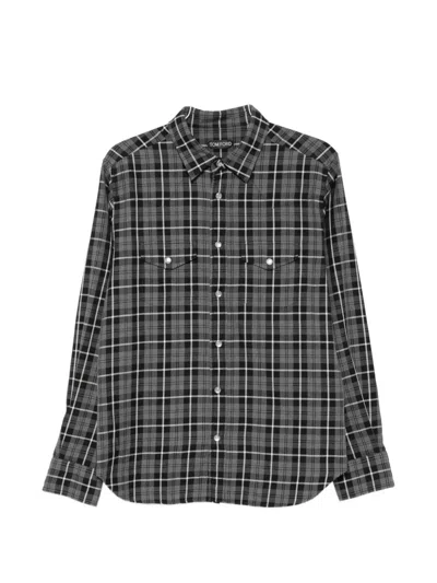 Tom Ford Checked Cotton Long-sleeve Shirt In Multi