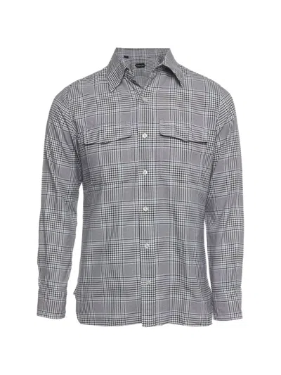 Pre-owned Tom Ford Check-pattern Flap-pocket Cotton Shirt In Blue
