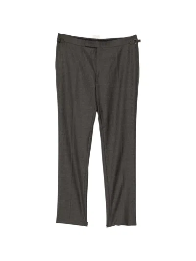 Tom Ford Check-pattern Tailored Trousers In Gray