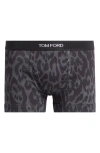 Tom Ford Cheetah Print Stretch Cotton Jersey Boxer Briefs In Nero Quadro