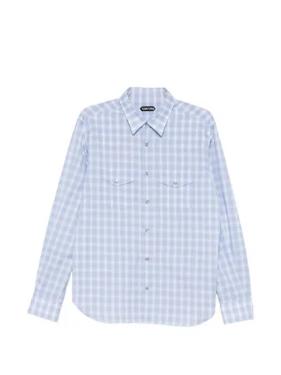 Tom Ford Chest-pocket Checked Shirt In Blue