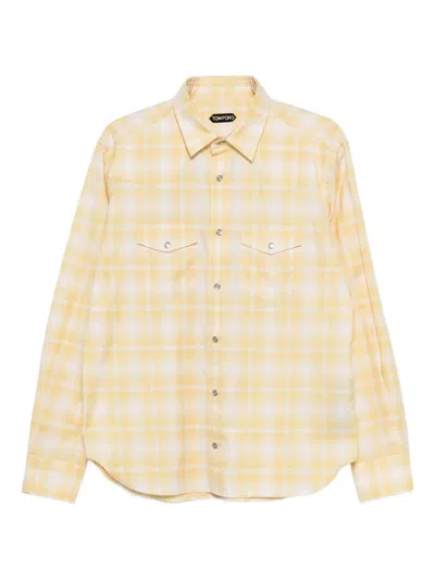 Tom Ford Chest-pocket Checked Shirt In Orange