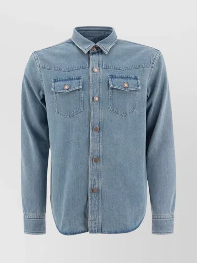 Tom Ford Chest Pockets Shirt With Long Sleeves In Blue