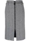 Tom Ford Chevron-pattern Midi Pencil Skirt In Black