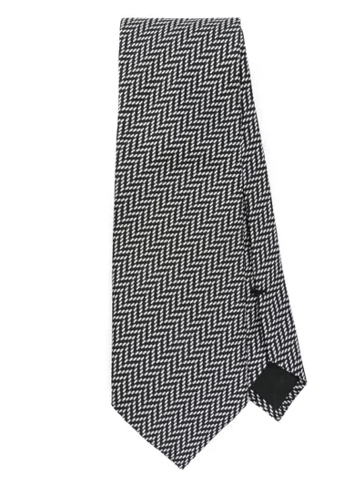 Tom Ford Chevron-pattern Tie In Black
