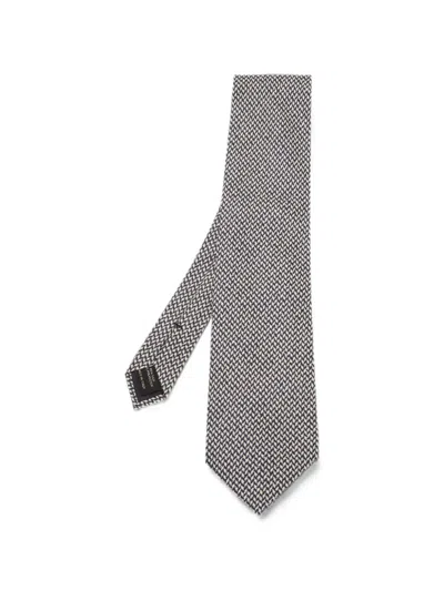 Pre-owned Tom Ford Chevron-jacquard Tie In Blue