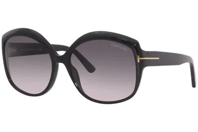 Pre-owned Tom Ford Chiara-02 Tf919 01b Sunglasses Women's Black/gradient Grey Pilot 60mm In Gray