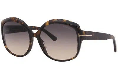Pre-owned Tom Ford Chiara-02 Tf919 55b Sunglasses Women's Dark Havana/smoke Dark Grey 60mm In Gray