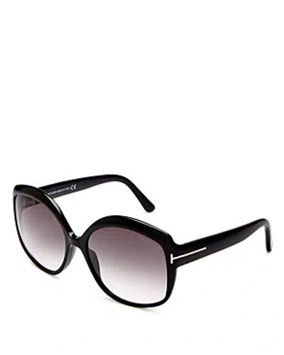 Tom Ford Chiara Round Sunglasses, 60mm In Black/smoke Pink Gradient