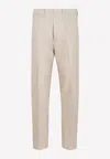 Tom Ford Compact Cotton Chino Pants In Beige