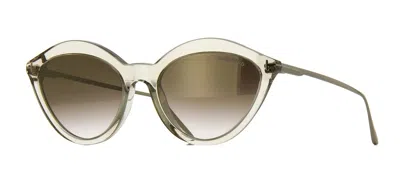 Pre-owned Tom Ford Chloe Ft 0663 Beige Crystal/brown Shaded Mirror (20g) Sunglasses