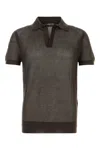 Tom Ford Mens Chocolate Open-collar Mesh Cotton And Silk-blend Polo Top In Brown